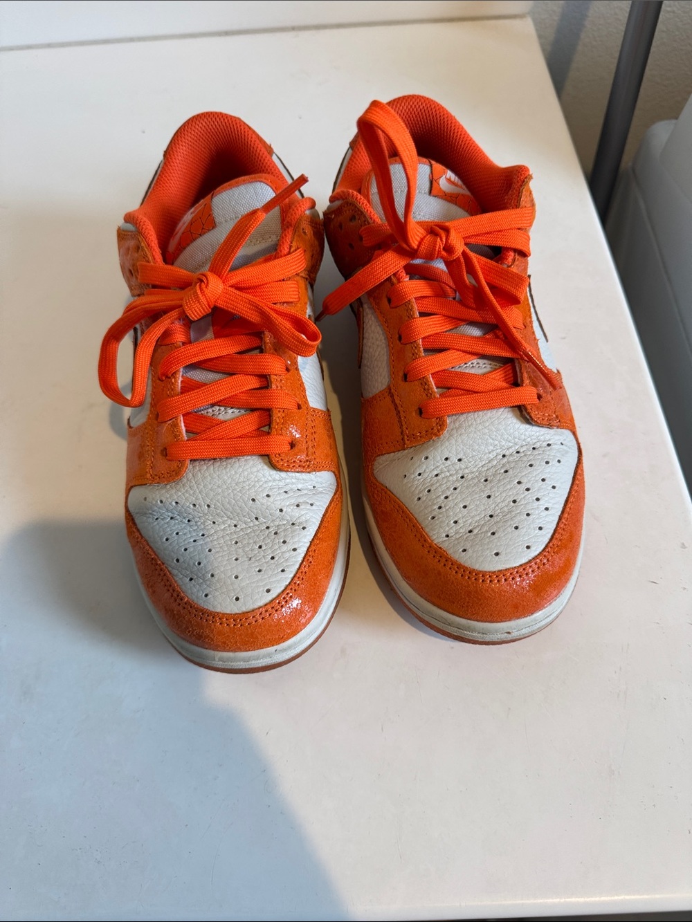 Nike Orange and White Women's Low-Top Sneakers